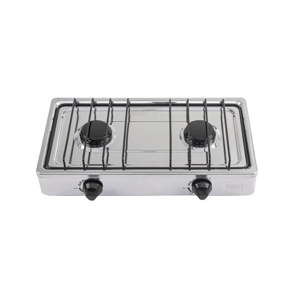 PARRILLA DE GAS DE SOBREPONER 2 QUEMADORES, INOXIDABLE, FOSET, CÓDIGO 48234, CLAVE PAGA-X2