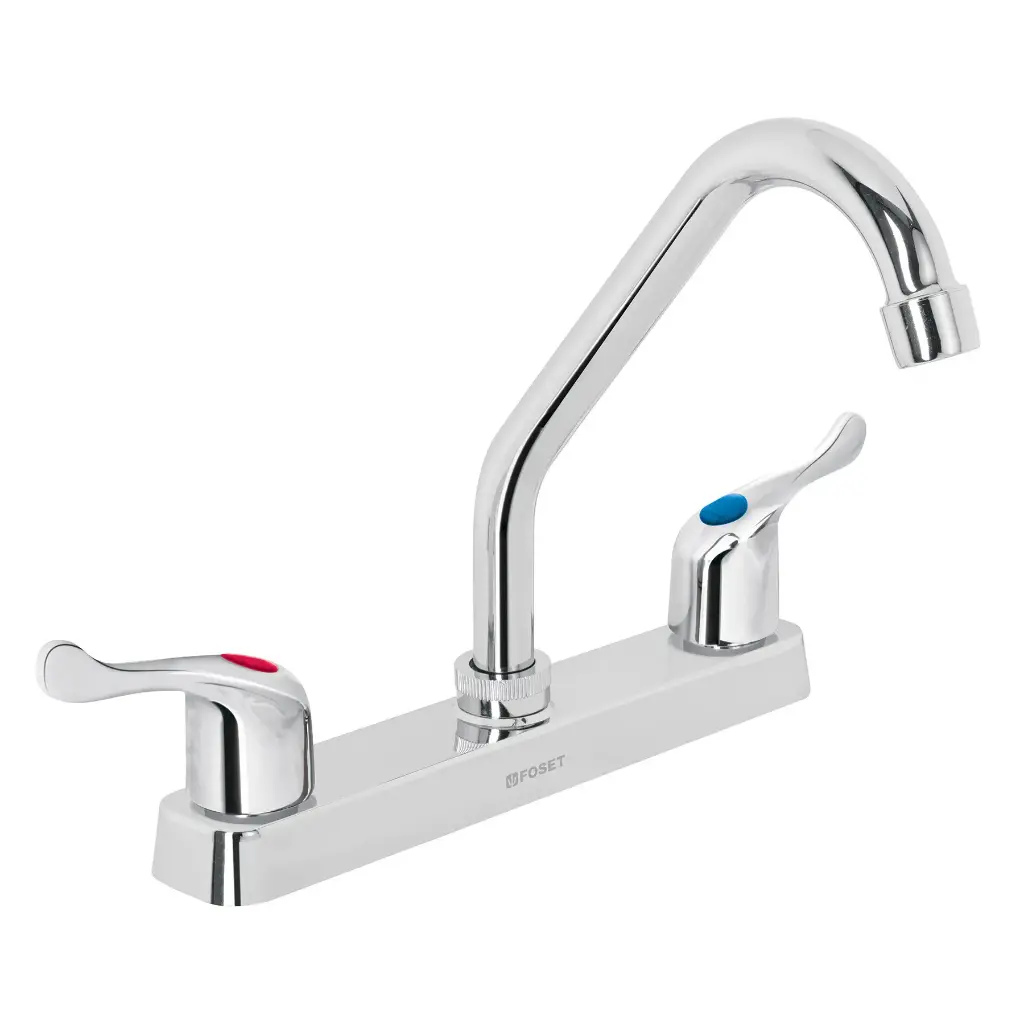 MEZCLADORA PLASTICA 8" CUELLO CORTO PARA FREGADERO, MANERAL PALANCA, FOSET BASIC, CÓDIGO 45514, CLAVE FT-317P