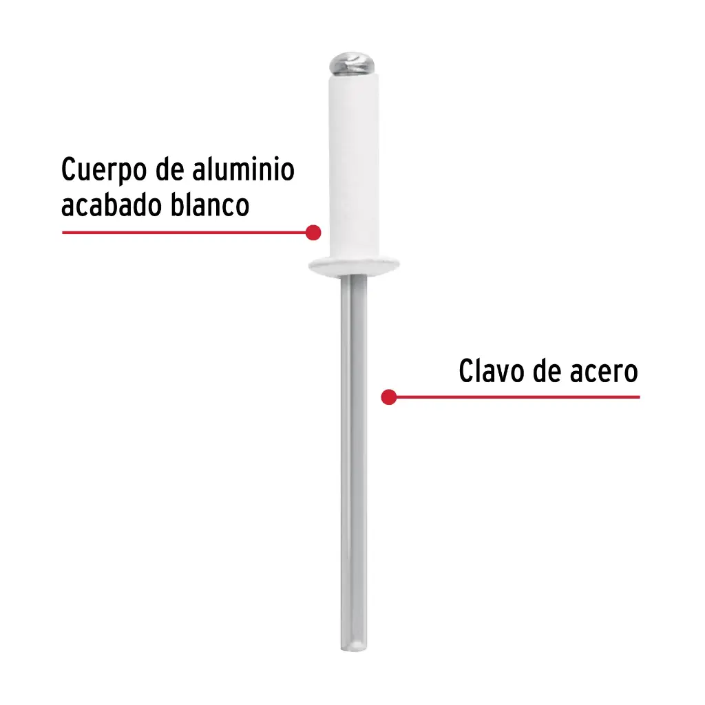 BOLSA CON 50 REMACHES 1/8" X 3/8" COLOR BLANCO FIERO, CÓDIGO 46573, CLAVE R-46BB