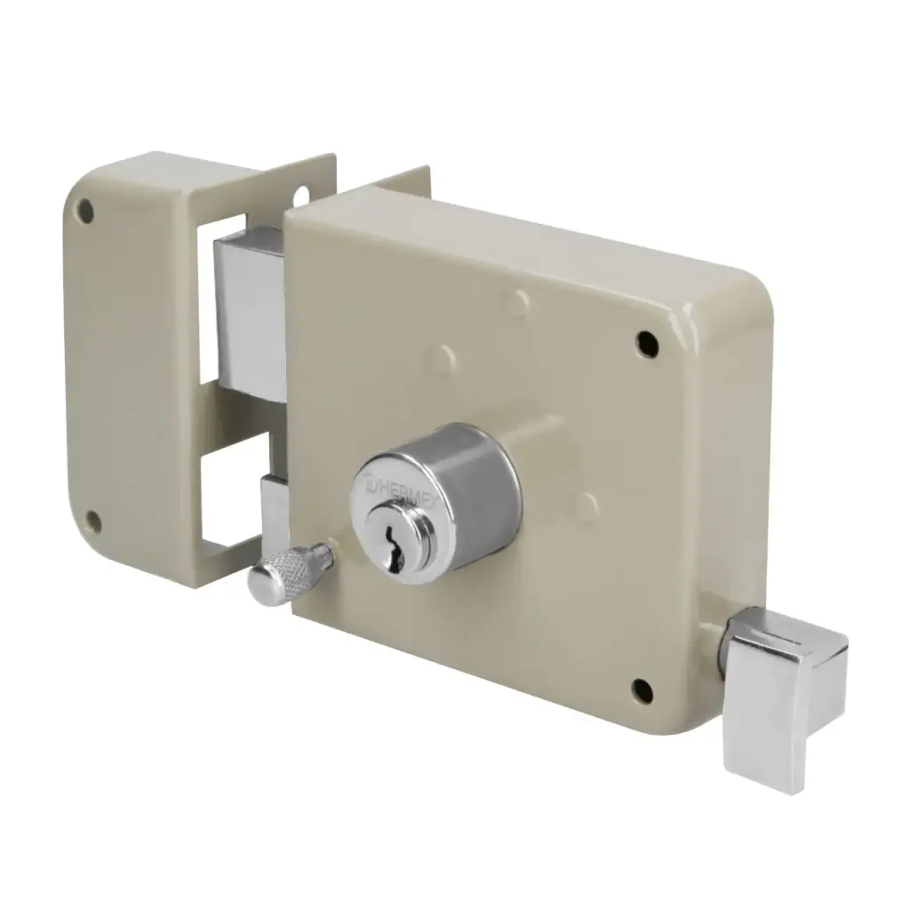CERRADURA DE SOBREPONER IZQUIERDA, INSTALA FACIL, HERMEX BASIC, CÓDIGO 27046, CLAVE CS-75IP