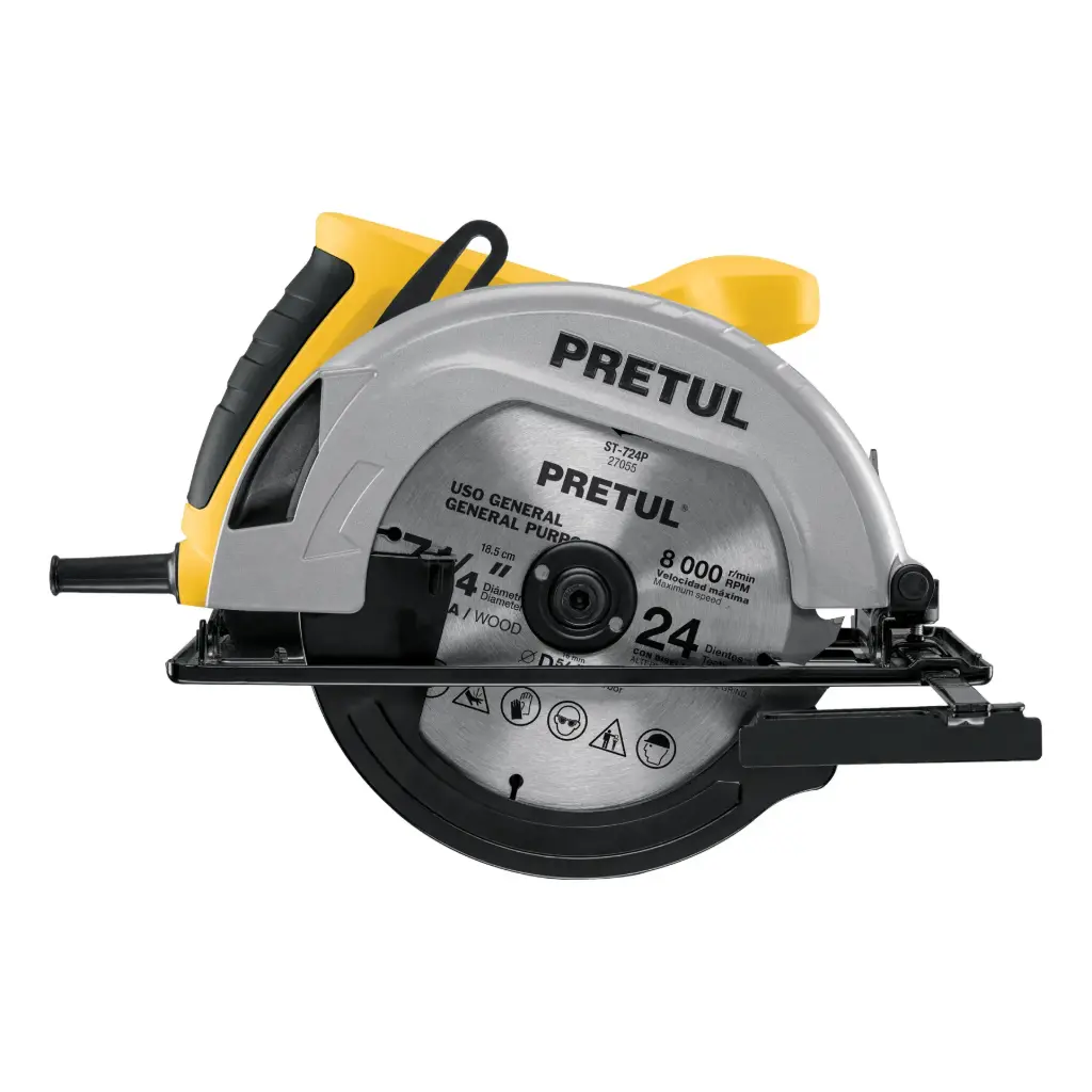 SIERRA CIRCULAR 7-1/4", 12000W, PRETUL, CÓDIGO 27098, CLAVE SICI-7-1/4P