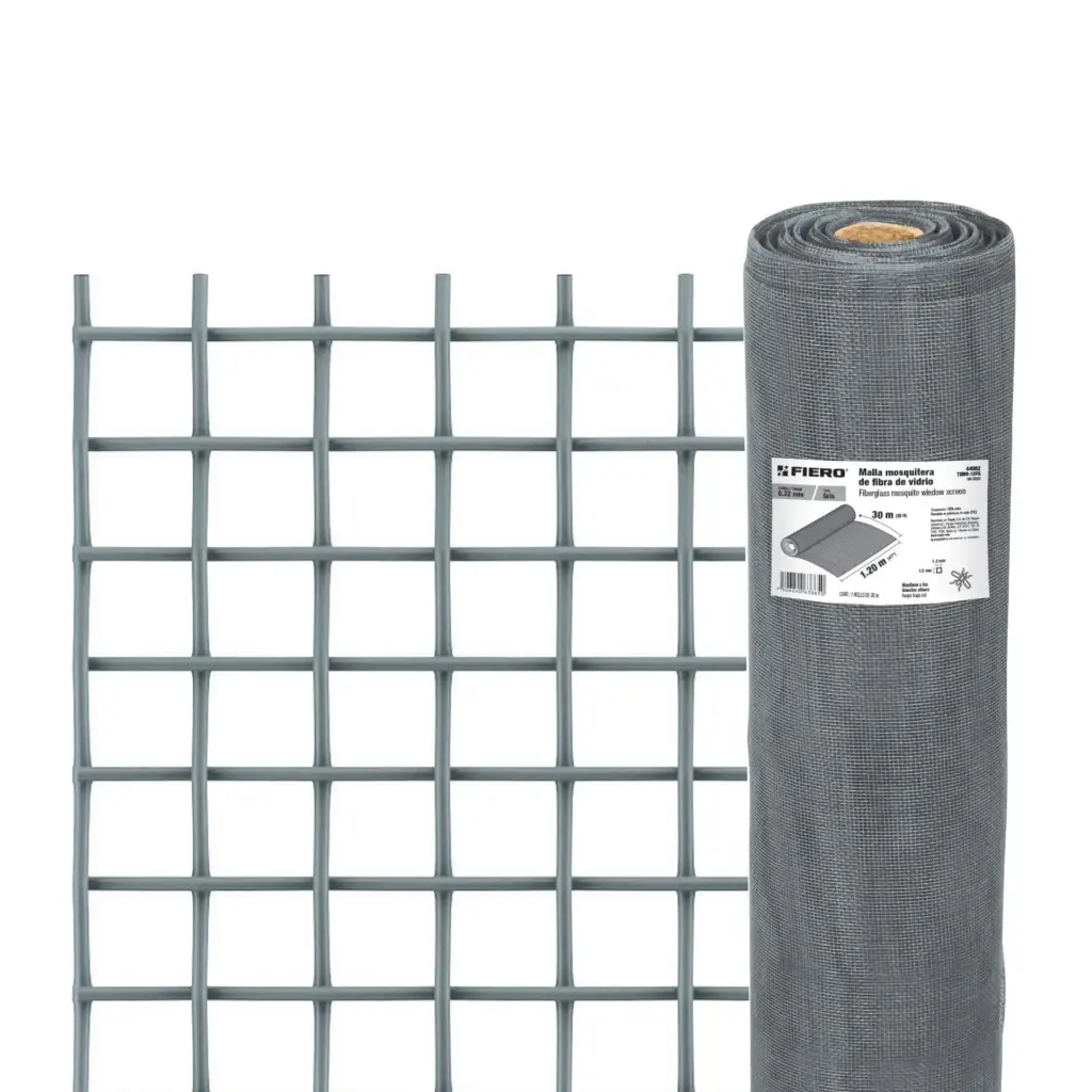TELA MOSQUITERA GRIS DE FIBRA DE VIDRIO 1.20MTS, FIERO, CÓDIGO 44982, CLAVE TEMO-12FG