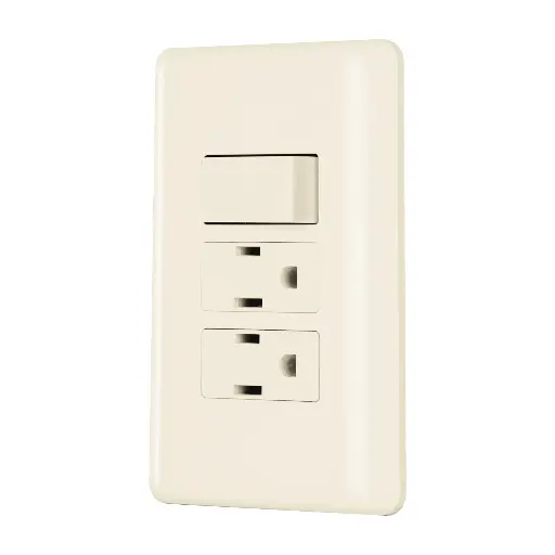 PLACA ARMADA 1 INTERRUPTOR 2 CONTACTOS, MARFIL, VOLTECK BASIC, CÓDIGO 26633, CLAVE PA-APCO-B3I