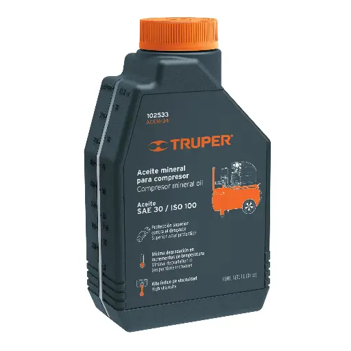 ACEITE MINERAL PARA COMPRESOR 1 LITRO, TRUPER, CÓDIGO 102533, CLAVE ACEM-34