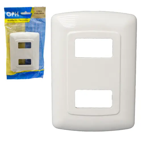 PLACA PLASTICA DE 2 UNIDADES, LINEA ITALIANA, MARFIL, GPH, CÓDIGO 46625