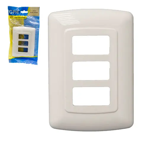 PLACA PLASTICA DE 3 UNIDADES, LINEA ITALIANA, MARFIL, GPH, CÓDIGO 46624
