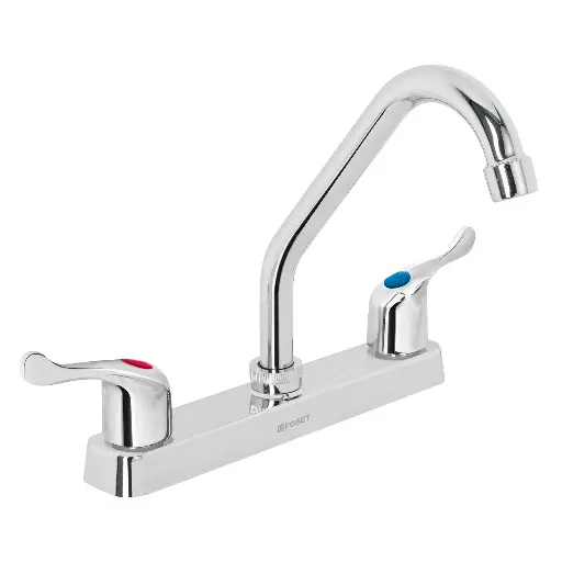 MEZCLADORA PLASTICA 8" CUELLO CORTO PARA FREGADERO, MANERAL PALANCA, FOSET BASIC, CÓDIGO 45514, CLAVE FT-317P