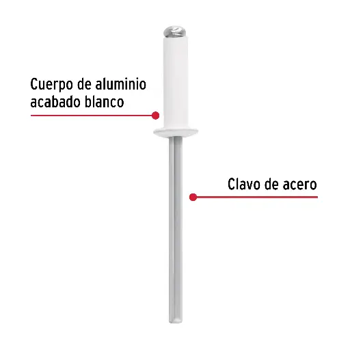 BOLSA CON 50 REMACHES 1/8" X 3/8" COLOR BLANCO FIERO, CÓDIGO 46573, CLAVE R-46BB