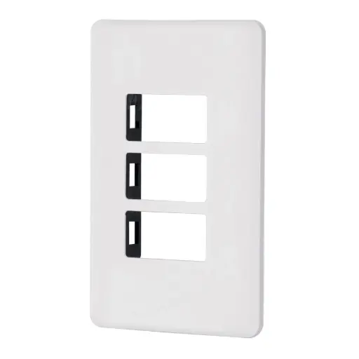 PLACA 3 MODULOS DE ABS, BLANCA, VOLTECK BASIC, CÓDIGO 27224, CLAVE PPTR-B