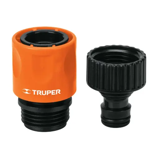 CONECTOR 3/4" RÁPIDO DE ABS LLAVE-MANGUERA SISTEMA CLICK, TRUPER, CÓDIGO 12724, CLAVE CLICK-GR