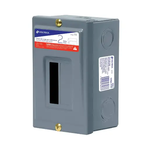 CENTRO DE CARGA DE SOBREPONER 2 POLOS, VOLTECK, CÓDIGO 47195, CLAVE CCS-2