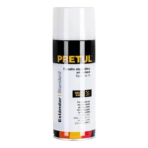 ESMALTE EN AEROSOL BLANCO MATE 400ML, PRETUL, CÓDIGO 27175, CLAVE PA-BM-P